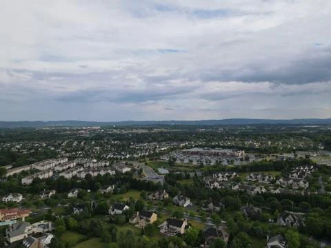 Allentown Pennsylvania Drone Clouds Suburban Ridge Stock Photos