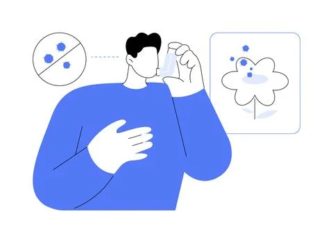 Allergic asthma abstract concept vector illustration. Stock Illustration