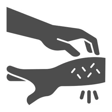 Allergic hand scabies solid icon, Allergy concept, Rash hand sign on white Stock Illustration