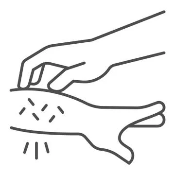 Allergic hand scabies thin line icon, Allergy concept, Rash hand sign on white Stock Illustration