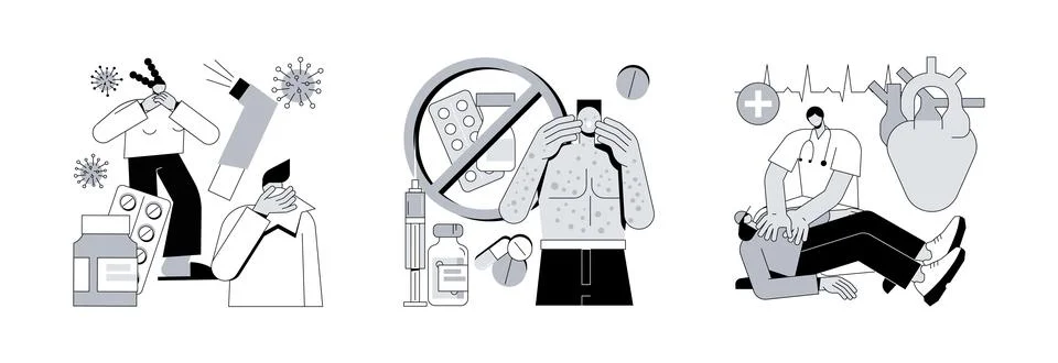 Allergic reaction abstract concept vector illustrations. Stock Illustration