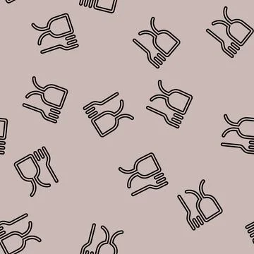 Allergies food safety line seamless pattern Stock Illustration