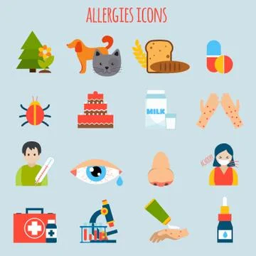 Allergies Icon Set Stock Illustration