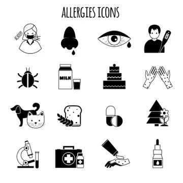 Allergies Icons Black Stock Illustration