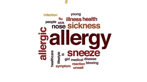 Allergy animated word cloud, text design animation. Stock Footage 78874810