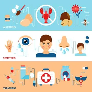 Allergy Banner Set Stock Illustration