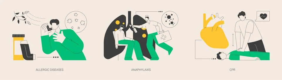 Allergy emergency help abstract concept vector illustrations. Stock Illustration