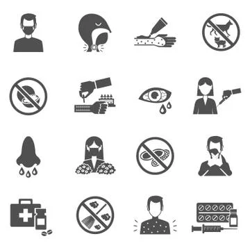 Allergy Icons Black Stock Illustration