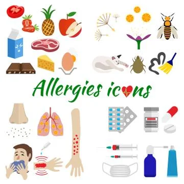 Allergy icons set Stock Illustration