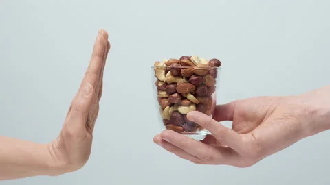 Allergy to nuts. Avoiding nuts. Stock Footage 168065537