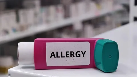 ALLERGY respiratory hypersensitivity topic relevant to aerosol inhaler treatment Stock Footage 342566204