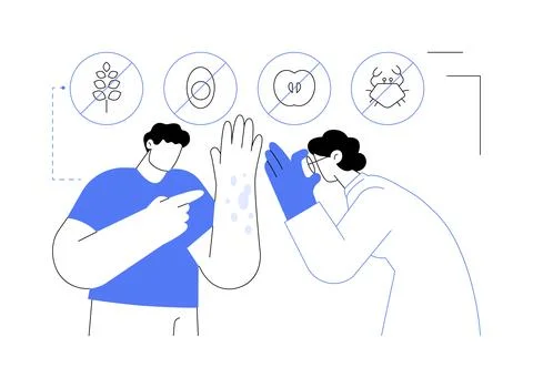 Allergy symptoms abstract concept vector illustration. Stock Illustration