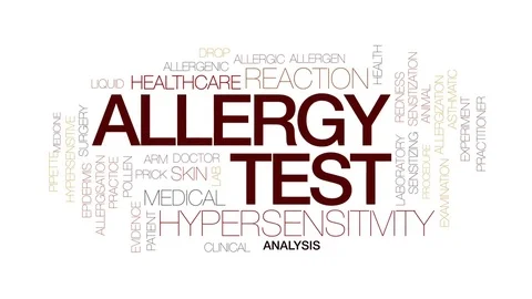 Allergy test animated word cloud, text design animation. Kinetic typography. Stock Footage 79903080