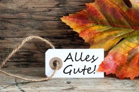 Alles Gute on Fall Label Stock Photos