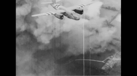 Allied Boeing B-17 bombing in Normandy Stock Footage