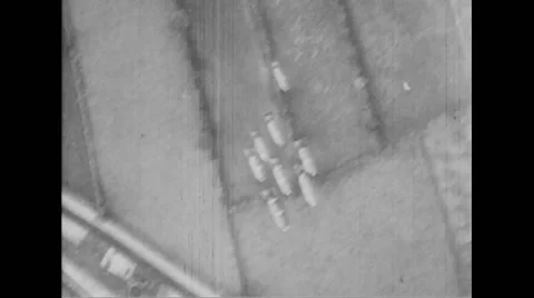 Allied Boeing B-17 bombing in Normandy Stock Footage