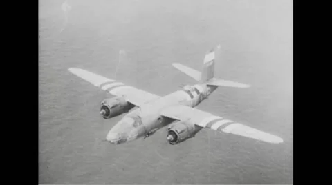 Allied Boeing B-17 flying over English Channel Stock Footage 44574253
