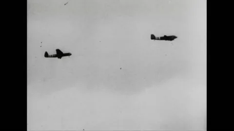 Allied Boeing B-17s flying in sky Stock Footage 44574066