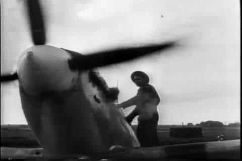 Allied Fighter Planes attack German Targets  - D-Day Invasion Stock Footage 255962259