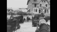 Allied Military Tanks Reaching Beach At Normandy Stock Footage