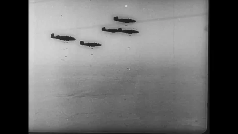 Allied planes dropped the bomb on German position in Africa - 1943 Stock Footage 101917833