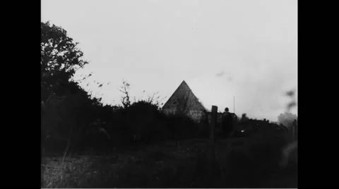 Allied soldiers setting German warehouse on fire Stock Footage 44574737
