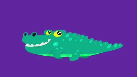 Alligator animation light green crocodile animal isolated Stock Footage 307927133