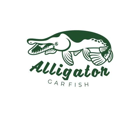Alligator gar fish (atractosteus spatula), fishing, logo design Stock Illustration