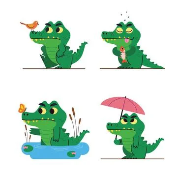 Alligator Mascot Vector Collection Stock Illustration