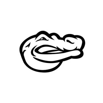 Alligator or Gator Head Side View Mascot Black and White Stock Illustration