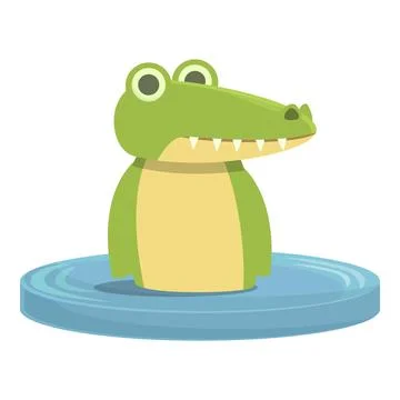 Alligator in river icon cartoon vector. Cute crocodile Stock Illustration