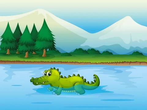 An alligator 	in the river Stock Illustration