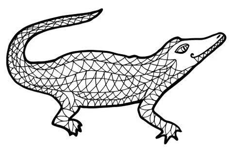 Alligator zen tangle vector illustration. Crocodile coloring book for adult. Illustrazione stock