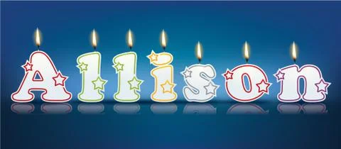 Allison written with burning candles Stock Illustration