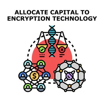 Allocating capital to encryption technology concept illustration Stock Illustration