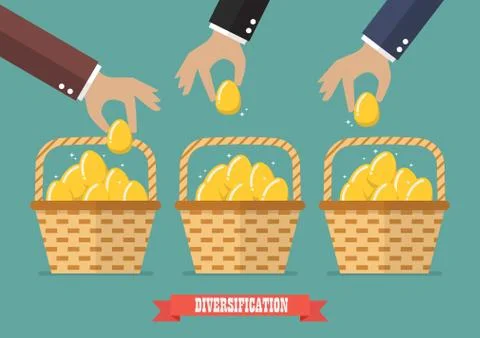 Allocating eggs into more than one basket Stock Illustration