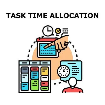 Allocating time for task scheduling and project management Stock Illustration
