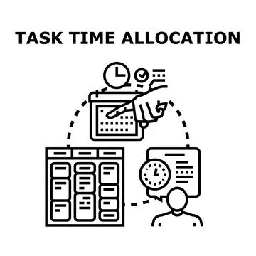 Allocating time for task scheduling and project management Stock Illustration