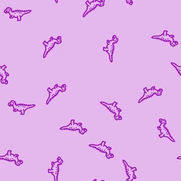Allosaurus dinosaur animal line vector seamless pattern Stock Illustration