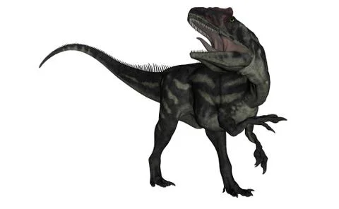 Allosaurus dinosaur roaring - 3D render Stock Illustration
