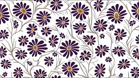 Allover 2d illustrated flowers animation on white background Stock Footage 220115083