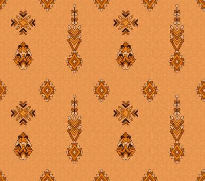 Allover,Design.,Mughal,Pattern,Ethnic,Motif Ilustração Stock