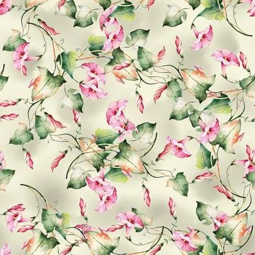 All,Over,Floral,Pattern,With,Blur,Wave,Effect,,Hand,Drown Stock Illustration