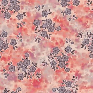 All,Over,Floral,Pattern,With,Blur,Wave,Effect,,Hand,Drown Stock Illustration