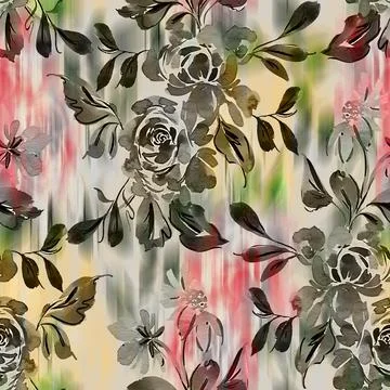 All,Over,Floral,Pattern,Faded,Flower,Old,Style,Creative,Art Illustration