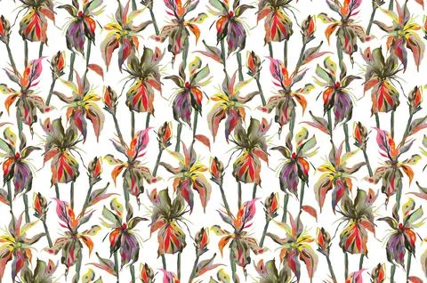 Allover,Floral,Pattern,Modern,Style,Blur,Wave,Grunge,Effect,Art. Ilustração Stock