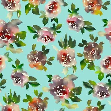 Allover,Floral,Pattern,With,New,Style,3d,Rose,Spring,Ground Stock Illustration