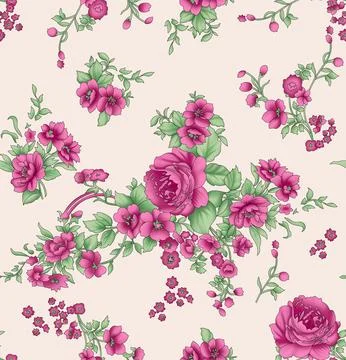 Allover,Flower,Pattern,With,Skin,Ground,And,Style,Bunch Stock Illustration