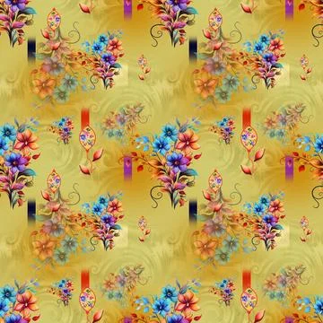 Allover,Flowers,Pattern,With,Pink,Colored,Background,To,Be,Used Stock Illustration