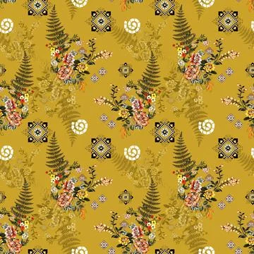 Allover,Flowers,Pattern,With,Pink,Colored,Background,To,Be,Used Stock Illustration